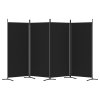 4dílný paraván černý 346x180 cm textil