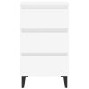 Noční stolek s kovovými nohami bílý 40 x 35 x 69 cm