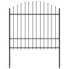 Zahradní plot s kopím nahoře ocelový 181 x 175 cm černý