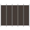 5dílný paraván hnědý 250x200 cm textil