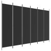 6dílný paraván černý 300 x 200 cm textil