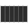 6dílný paraván černý 300 x 200 cm textil