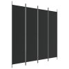 4dílný paraván černý 200x200 cm textil