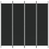 4dílný paraván černý 200x200 cm textil