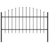 Zahradní plot s kopím nahoře ocelový 181 x 125 cm černý