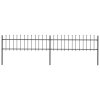 Zahradní plot s kopím nahoře ocelový 359 x 60 cm černý
