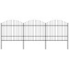 Zahradní plot s kopím nahoře ocelový 537 x 175 cm černý