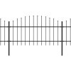 Zahradní plot s kopím nahoře ocelový 1603,5 x 125 cm černý