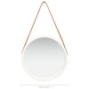 Nástěnné zrcadlo s popruhem 40 cm bílé