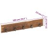 Věšák do předsíně s 5 háčky 100 x 2,5 x 15 cm recyklovaný masiv