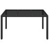Zahradní stůl se skleněnou deskou černý 150x90x75 cm polyratan