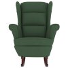 Houpací křeslo s opěradlem, tmavě zelený samet a masivní dřevo