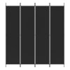 4dílný paraván černý 200x220 cm textil