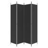 4dílný paraván černý 200x220 cm textil