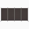 4dílný paraván hnědý 346x180 cm textil