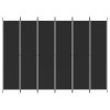 6dílný paraván černý 300x220 cm textil