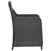 3dílný bistro set s poduškami polyratan černý