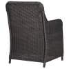 3dílný bistro set s poduškami polyratan černý