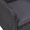 3dílný bistro set s poduškami polyratan černý