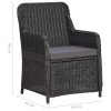 3dílný bistro set s poduškami polyratan černý