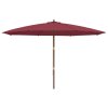Zahradní slunečník s dřevěnou tyčí bordó 400 x 273 cm
