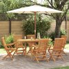 Zahradní jídelní souprava 7 pcs Hnědá Pevné teakové dřevo