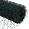 Hexagonální plot vidaXL Zelený 1.6x100 m Ocel, Plotové sloupy vidaXL s hroty 13 ks Ø32 mm 180 cm Pozinkovaná Ocel