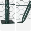 Hexagonální plot vidaXL Zelený 1,4x10 m Ocel, Plotové sloupky vidaXL s podstavci 7 ks Ø32mm 78,5cm Zinkovaná ocel