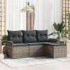 Set pohovek s polštářem 4 pcs Šedá polyratan 3345309