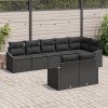 Set pohovek s polštářem 8 pcs Černá polyratan 3346773