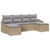 Set pohovek s polštářem 6 pcs Béžová polyratan 3346830