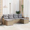 Set pohovek s polštářem 6 pcs Béžová polyratan 3346830