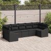 Set pohovek s polštářem 7 pcs Černá polyratan 3346873