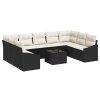 Set pohovek s polštářem 10 pcs Černá polyratan 3346887