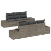 7-dílný zahradní sofa set s polštáři šedý polyratanový
