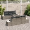7-dílný zahradní sofa set s polštáři šedý polyratanový