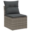 7-dílný zahradní sofa set s polštáři šedý polyratanový