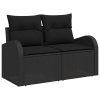 8-dílný set zahradních sofas s polštáři černý poly ratan