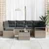 Set pohovek 7 pcs Světle šedá a tmavě šedá polyratan 3346282