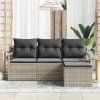 Set pohovek 4 pcs Světle šedá polyratan 3346332