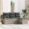 Set pohovek 4 pcs Světle šedá polyratan 3346332