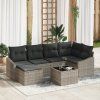 Set pohovek s polštářem 7 pcs Světle šedá polyratan 3346802