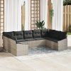 Set pohovek s polštářem 9 pcs Světle šedá polyratan 3346882