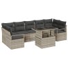8dílný zahradní sofa set s polštáři světle šedý poly ratan