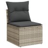 8dílný zahradní sofa set s polštáři světle šedý poly ratan