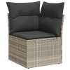 8dílný zahradní sofa set s polštáři světle šedý poly ratan