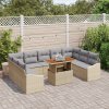 Zahradní jídelní souprava s polštářem 10 pcs Beige a šedá