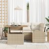 Sada zahradních pohovek s polštářem 5 pcs béžová a krémová