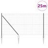 Plot s sloupkem Šedá 1 x 25 m Ocel a PVC 3350679
