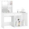 LED toaletní stolek se skříňkou lesklý bílý kompozitní dřevo